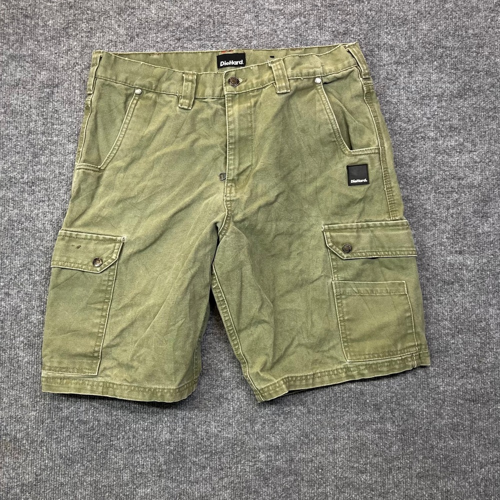 DieHard Cargo Shorts Men's Green Pockets Relaxed Workwear Utility Zip Fly‎ - W36